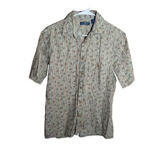 Campia Button Down Shirt Men's Medium Bamboo Short Sleeve Collared Top